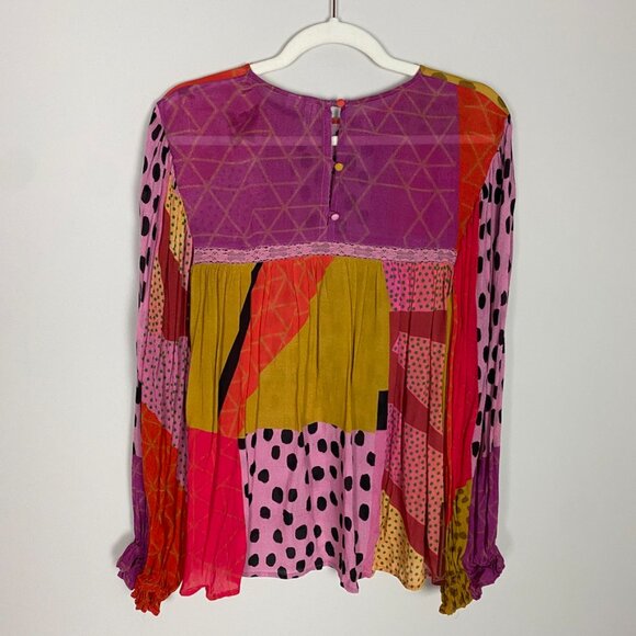 Blank London Anthropologie Miranda Peasant Blouse Womens Small Balloon Sleeves - Picture 2 of 11